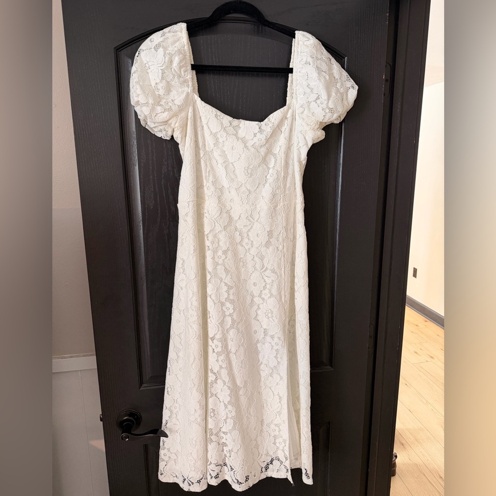 Francesca’s Ivory Textured Lace Sundress